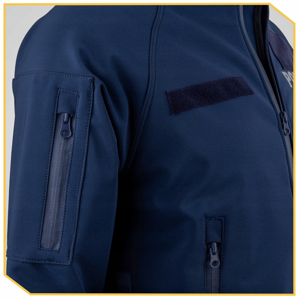 Softshell Policja Kurtka Ochronna Wodoodporna z Rzepami i Zamkami XL Kaptur bez kaptura